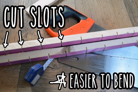 Bending wood to curve of ceiling