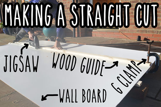 Making a straight cut in wall board