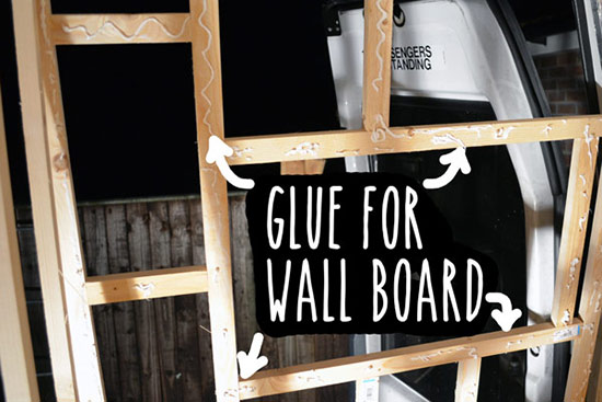 Glue on bathroom stud frame