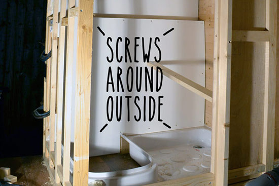 Screws in bathroom wall board