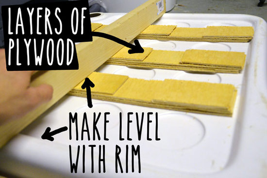 Supporting bottom of shower tray