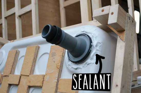 Sealent around shower tray drain