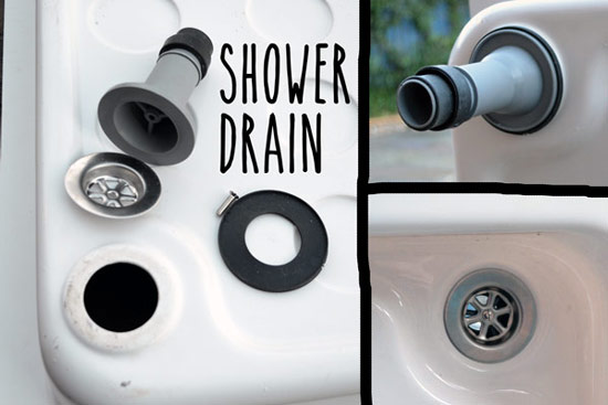 Drain attachement on shower tray