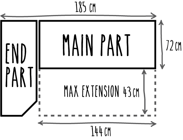 Dimensions of my extending bed