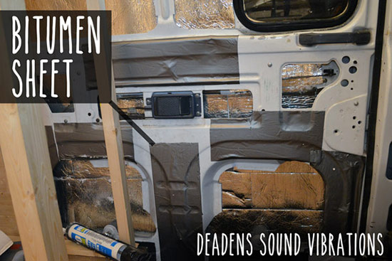 Sticking bitumen sheet on door panels