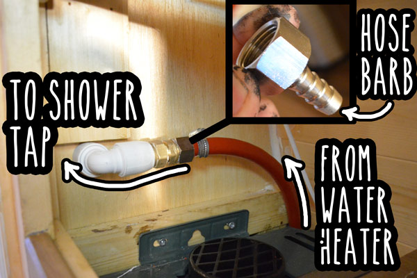 Hot water connection to shower