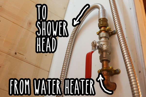 Shower tap on bathroom wall