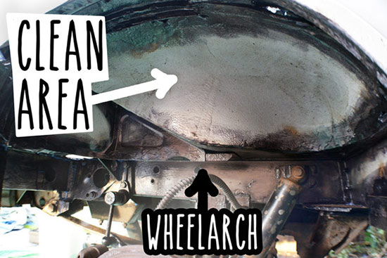 Cleaning the wheel arch