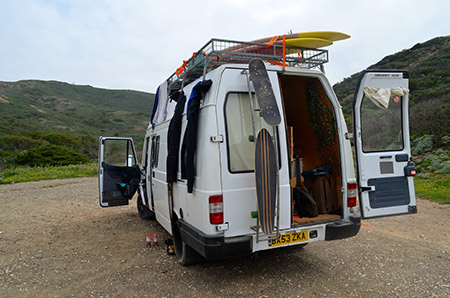Picked up a hitchhiker and went surfing in Sagres, Portugal