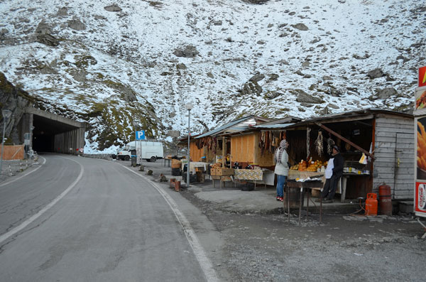Stalls selling cheese, dried meats, jams.
