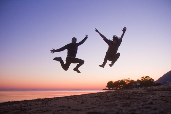 Mike (left) and me (right) Mike–he's won a Guinness world record for these jumps shots