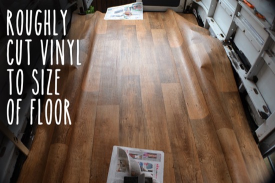 Fitting vinyl to floor area
