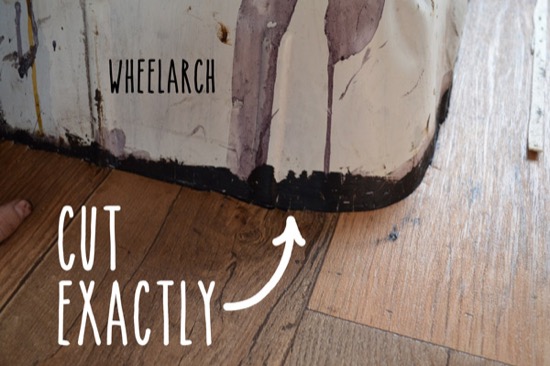 Cutting vinyl around wheel arch