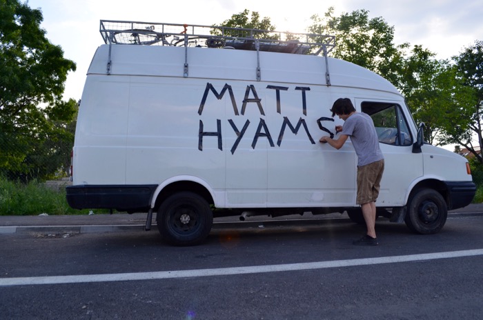 meeting friend at airport in my campervan