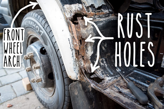 ldv-convoy-wheel-arch-rust-holes