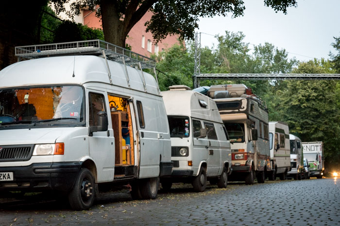 Campervans on a street in Berlin