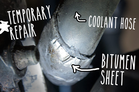 morocco-by-campervan-breaking-down-coolant-hose-temporary-fix