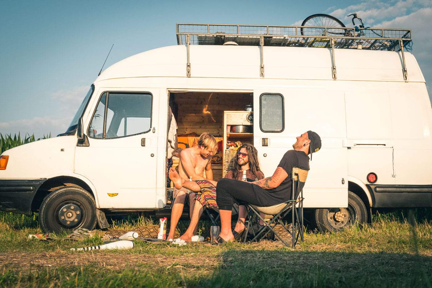 sat outside my campervan in the summer