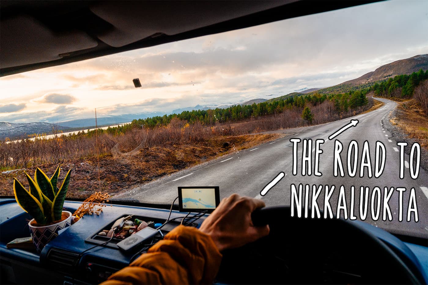 Driving the road to Nikkaluokta sweden